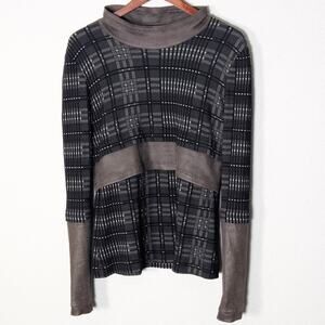 Beate Heymann Top Gray Mock Neck Plaid EU 38 US 8 Avant-Garde Minimalist